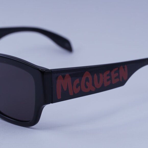 Alexander McQueen AM0329S 002 Sunglasses Black Square Frame, Grey Lenses main image 7